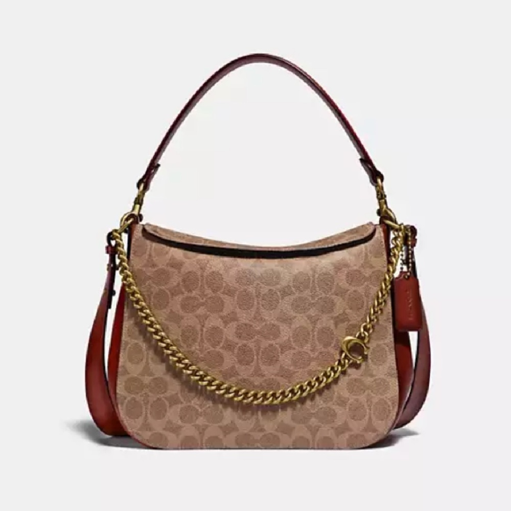Coach Signature Canvas Crossbody Bag with Tan and Rust Accents - Picture 5 of 7